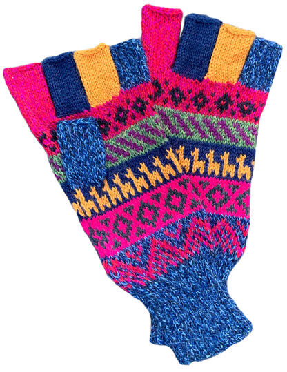 Alpaca Gloves -- Handmade Peruvian Fingerless Warm Stylish Premium Natural Fiber -- Maize Medley