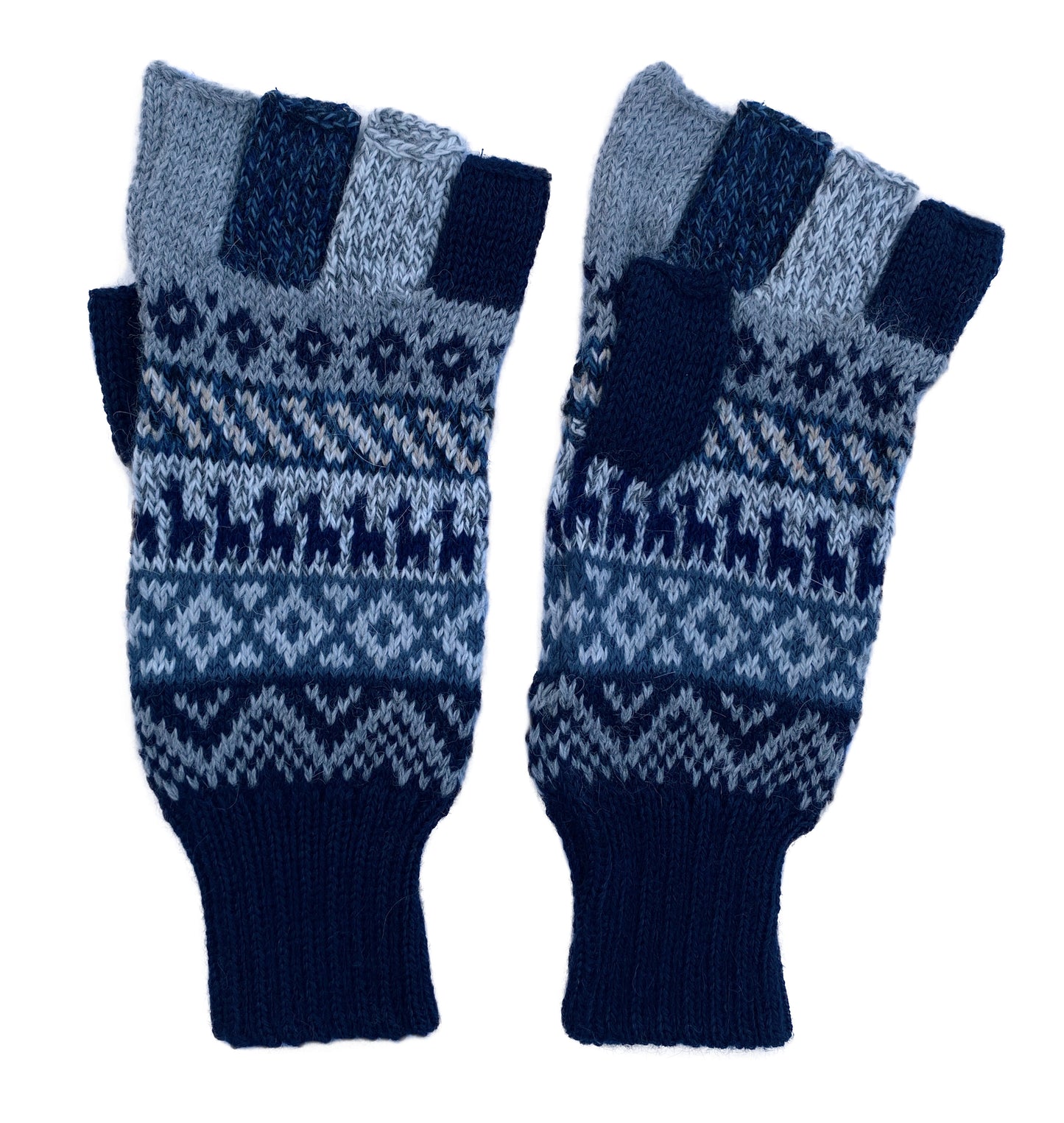 Alpaca Gloves -- Handmade Peruvian Fingerless Warm Stylish Premium Natural Fiber -- Winter Frost