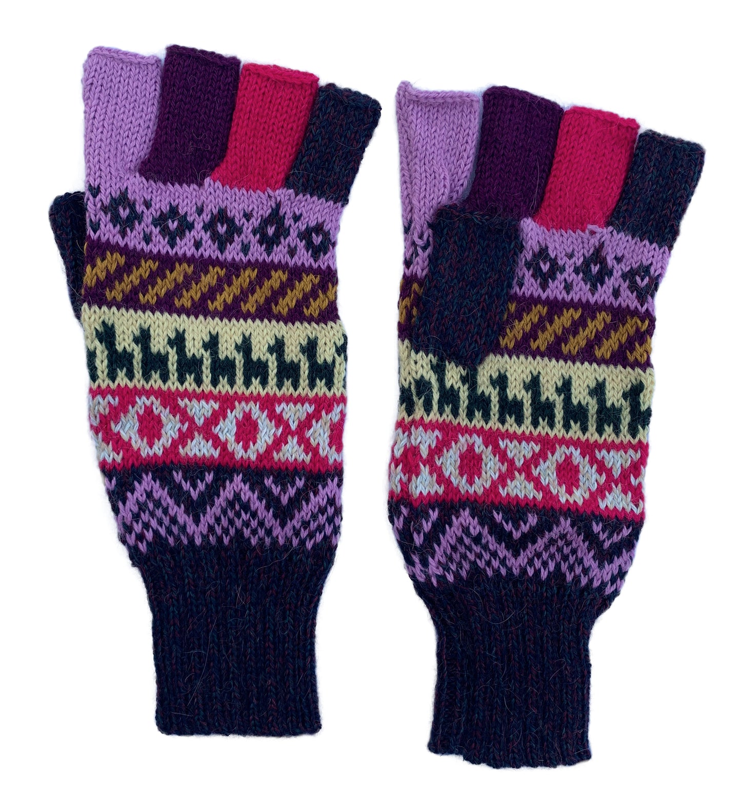 Alpaca Gloves -- Handmade Peruvian Fingerless Warm Stylish Premium Natural Fiber -- Lilac Fields