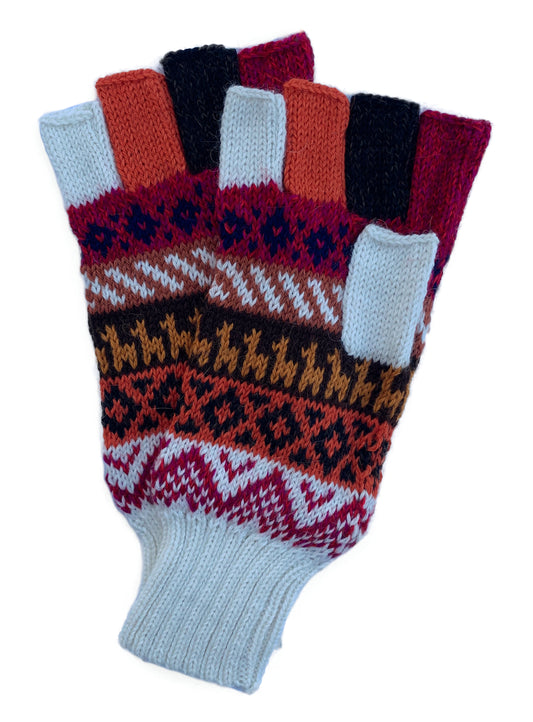 Alpaca Gloves -- Handmade Peruvian Fingerless Warm Stylish Premium Natural Fiber -- Squash and Pumpkin