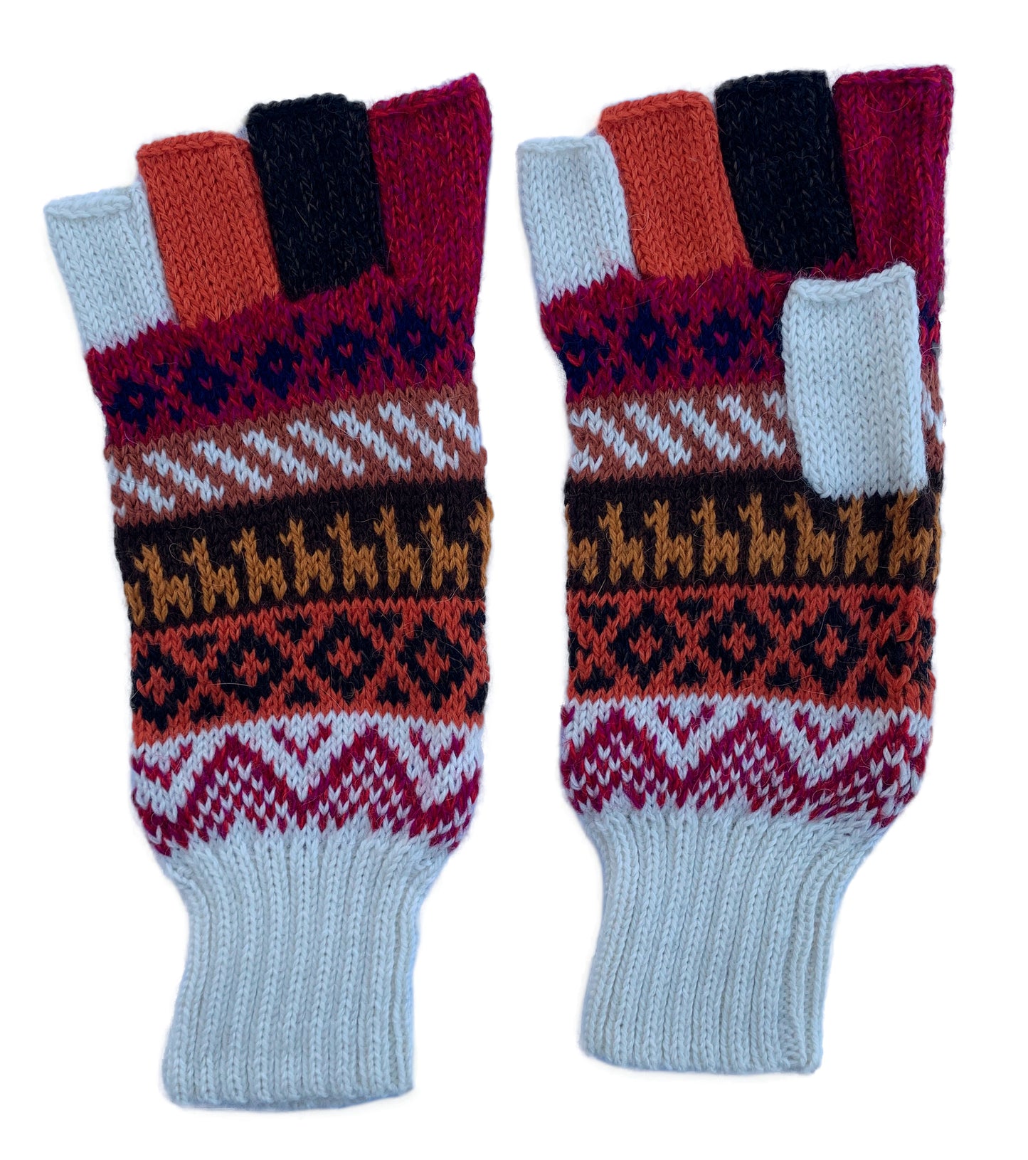 Alpaca Gloves -- Handmade Peruvian Fingerless Warm Stylish Premium Natural Fiber -- Squash and Pumpkin