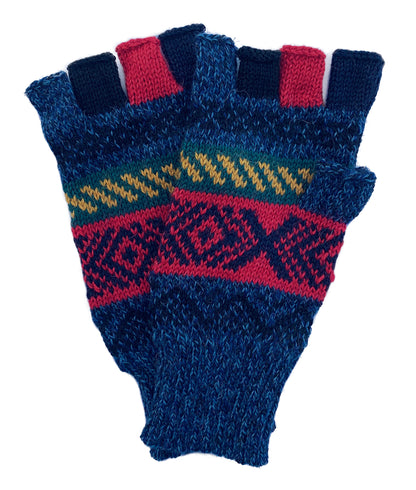 Alpaca Gloves -- Handmade Peruvian Fingerless Warm Stylish Premium Natural Fiber -- Andean Temple