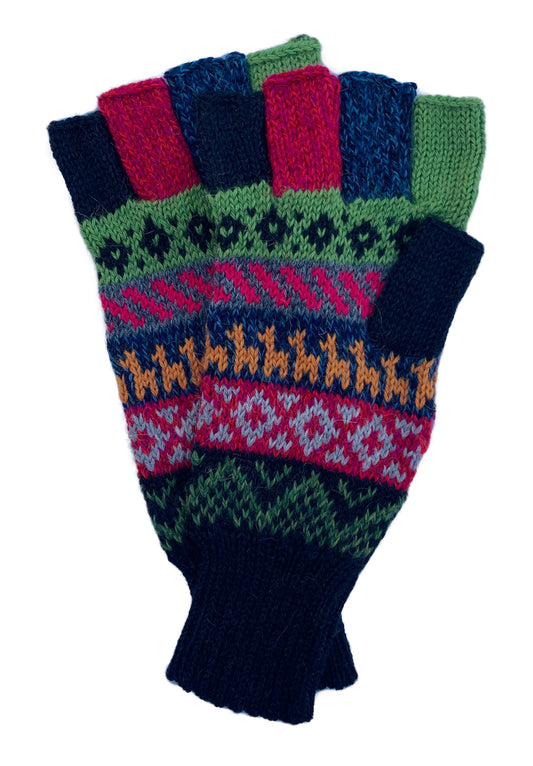 Alpaca Gloves -- Handmade Peruvian Fingerless Warm Stylish Premium Natural Fiber -- Spring Blooms