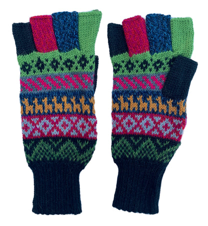 Alpaca Gloves -- Handmade Peruvian Fingerless Warm Stylish Premium Natural Fiber -- Spring Blooms