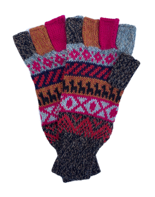 Alpaca Gloves -- Handmade Peruvian Fingerless Warm Stylish Premium Natural Fiber -- Land Tender