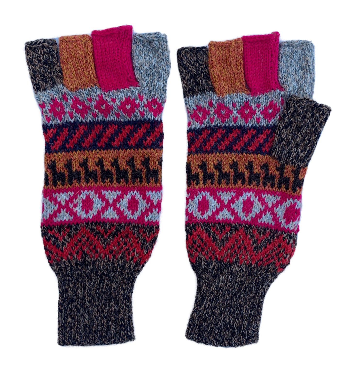 Alpaca Gloves -- Handmade Peruvian Fingerless Warm Stylish Premium Natural Fiber -- Land Tender