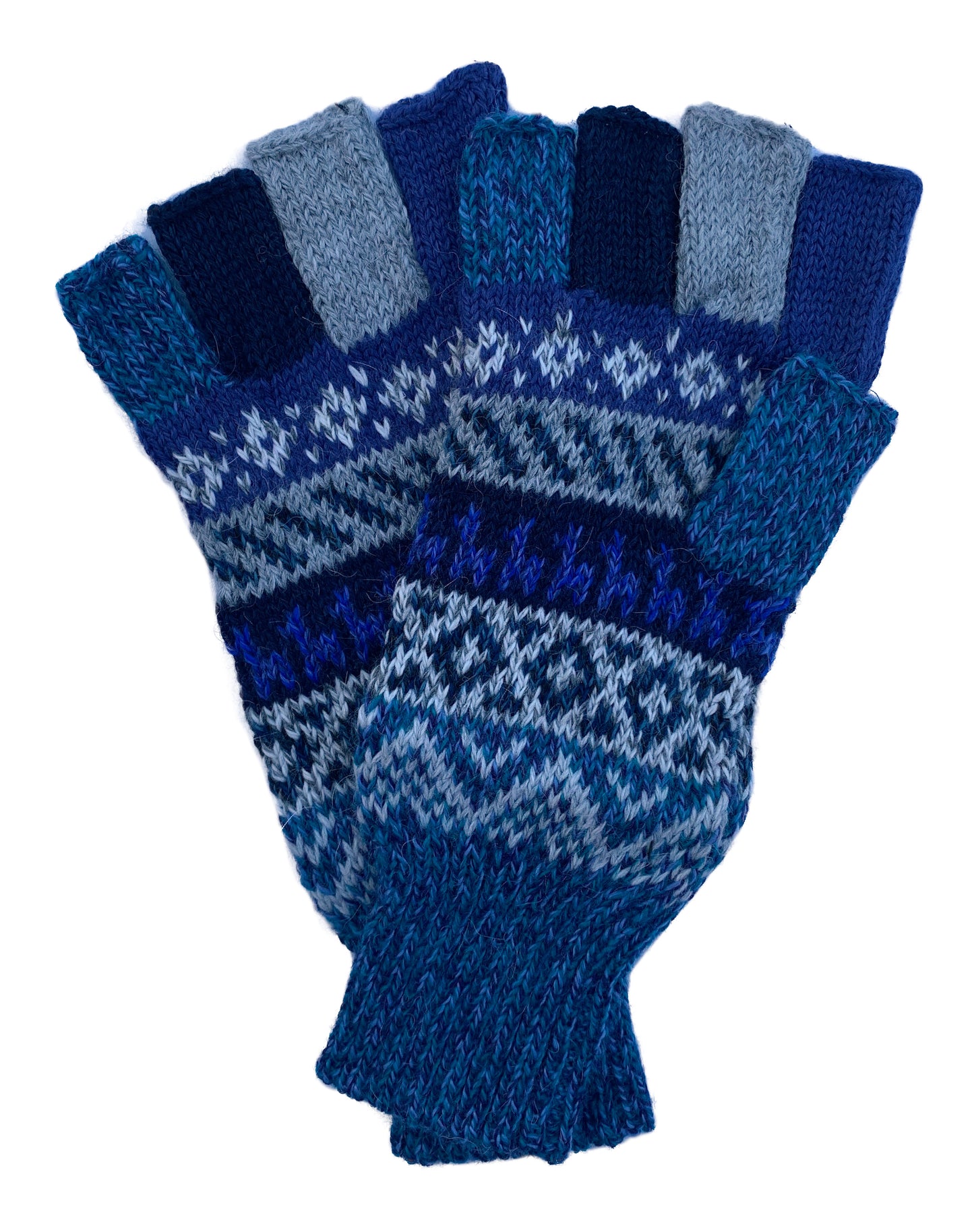 Alpaca Gloves -- Handmade Peruvian Fingerless Warm Stylish Premium Natural Fiber -- From the Sea