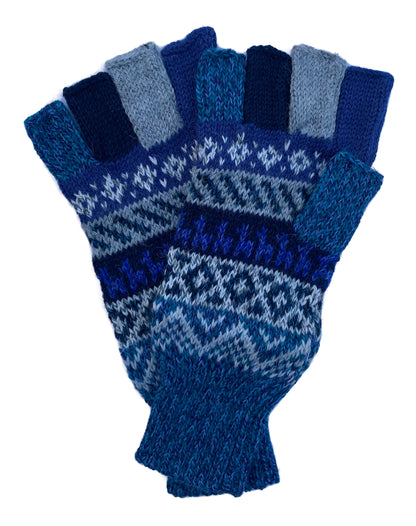 Alpaca Gloves -- Handmade Peruvian Fingerless Warm Stylish Premium Natural Fiber -- From the Sea