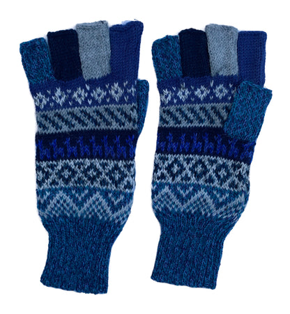 Alpaca Gloves -- Handmade Peruvian Fingerless Warm Stylish Premium Natural Fiber -- From the Sea