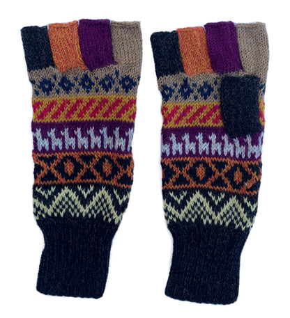 Alpaca Gloves -- Handmade Peruvian Fingerless Warm Stylish Premium Natural Fiber -- Temple of the Sun